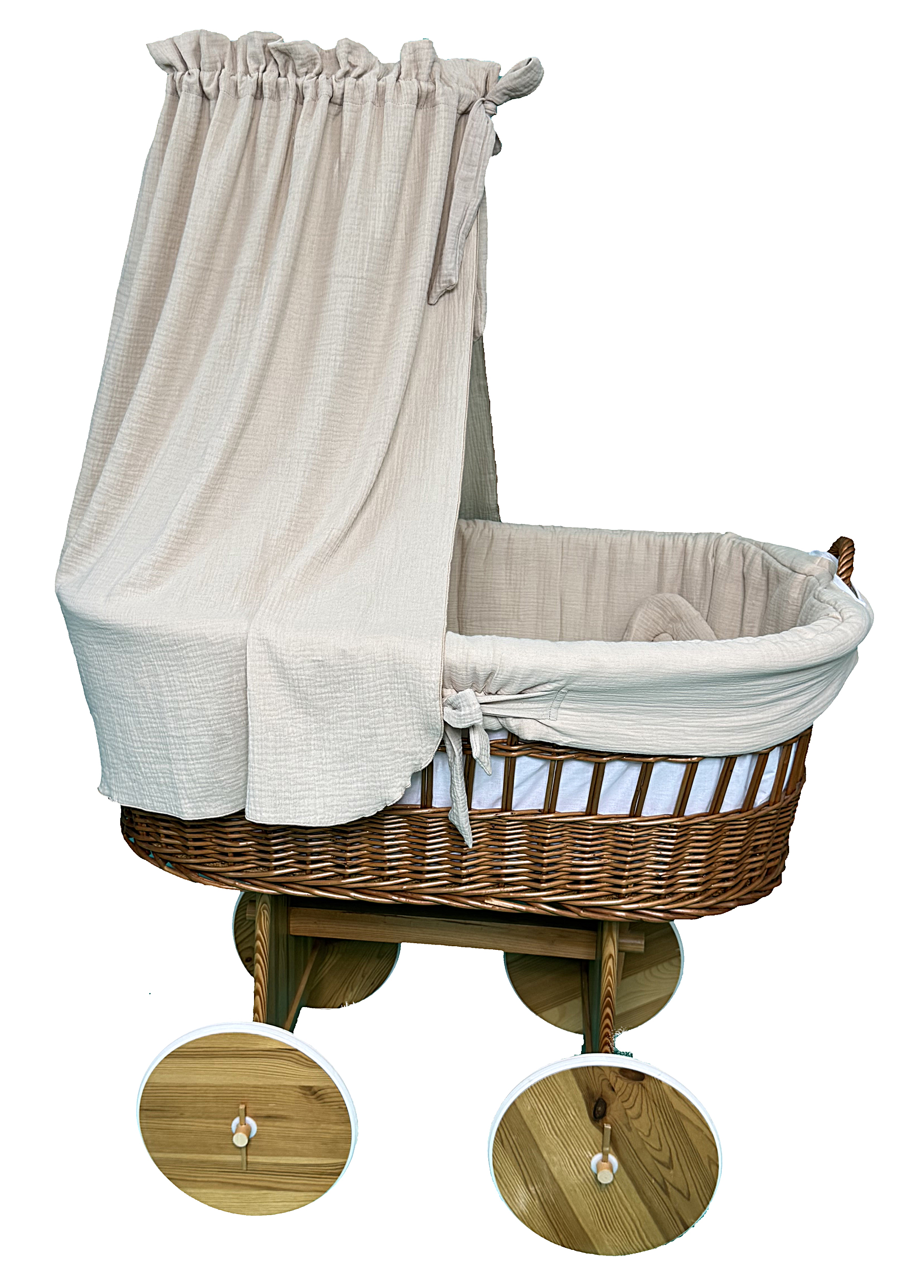 Stubenwagen Ausstattung 5-tlg mit Himmel Beige Musselin Serie MBEHIMXL - Bild 5