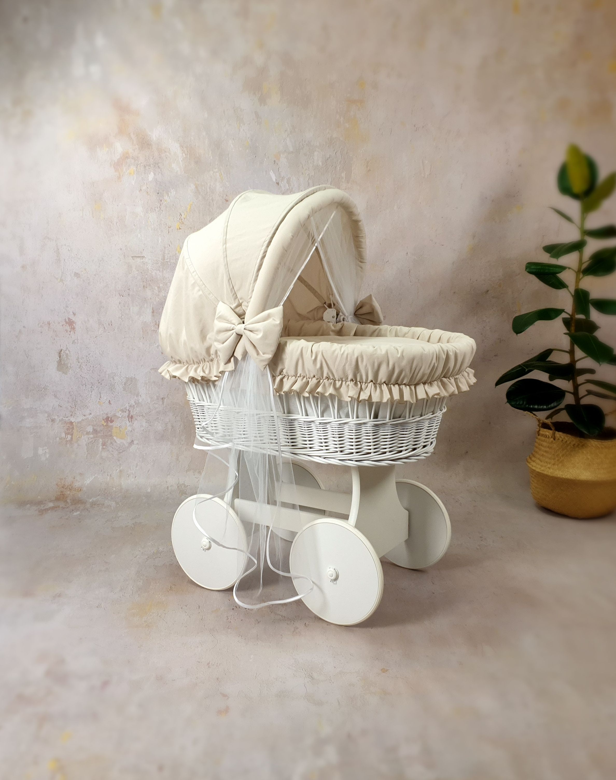 Stubenwagen Bettwäsche Set 7-tlg mit Haube Beige Baumwolle - Bild 5