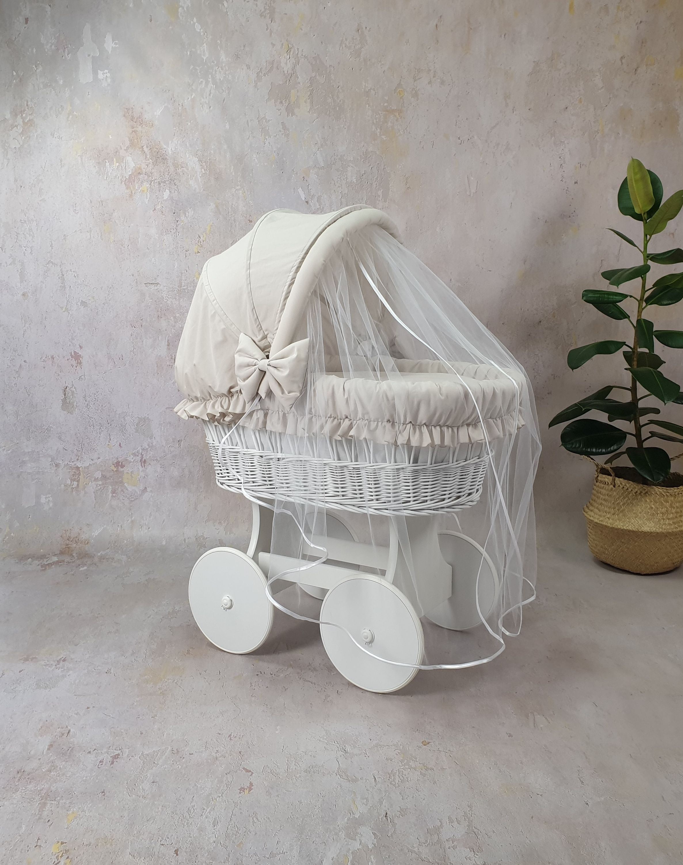 Stubenwagen Bettwäsche Set 7-tlg mit Haube Beige Baumwolle - Bild 6