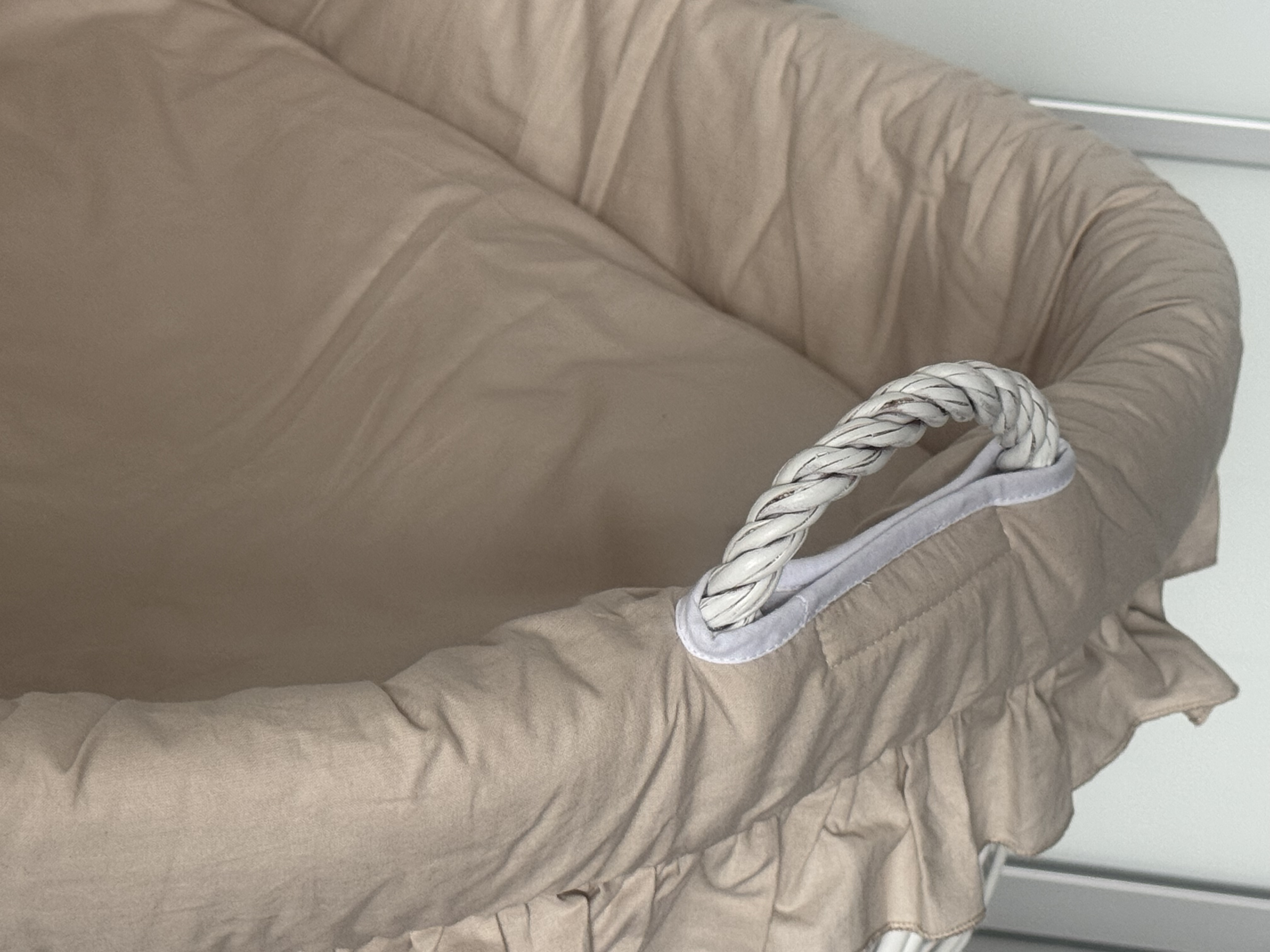 Stubenwagen Bettwäsche Set 7-tlg mit Haube Khaki Baumwolle Serie BkhMOSxxl - Bild 7
