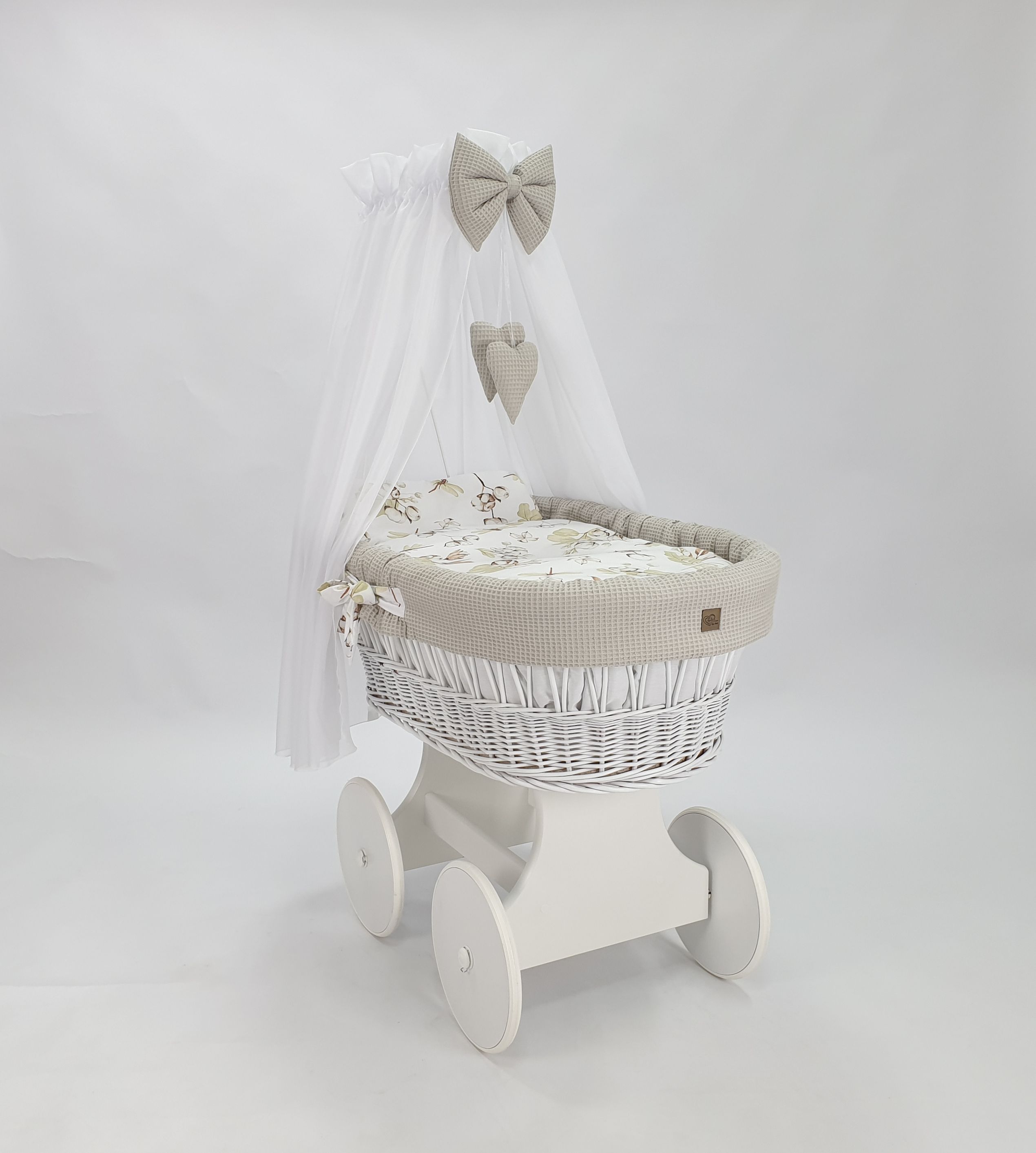 Stubenwagen mit Himmel mit Bettwäsche Set Beige Waffel Serie HBBE-KOLA - Bild 2